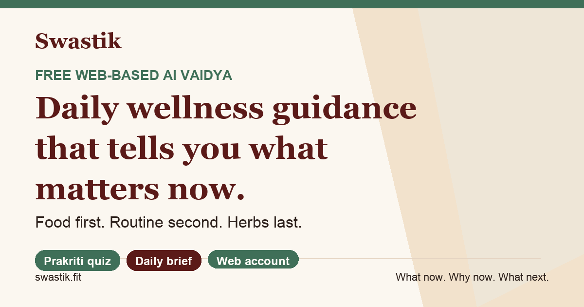 Swastik Ayurvedic Circadian Routine and Dosha Assessment Architecture